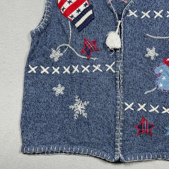 Vtg Bobbie Brooks Christmas Vest Women XL Mittens Vintage Ugly Sweater Grandma - Picture 4 of 10